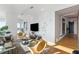 A modern living room boasts hardwood floors, contemporary decor, and a large screen TV for entertainment at 45 Ivan Allen Jr Nw Blvd # 2505, Atlanta, GA 30308