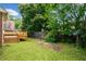 A green backyard with a deck and an old wooden fence at 1237 Hunters Dr, Stone Mountain, GA 30083