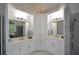 Dual vanities in bathroom with tiled walk in shower and corner design at 2637 Morningside Nw Trl, Kennesaw, GA 30144