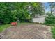 Large brick patio in a wooded backyard with a basketball hoop for outdoor activities at 451 S Columbia Dr, Decatur, GA 30030