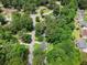 Aerial view displaying the neighborhood with mature trees and winding streets at 5760 Windermere Ct, Lithonia, GA 30038