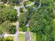 Overhead view revealing a tree-lined neighborhood and property with generous trees at 5760 Windermere Ct, Lithonia, GA 30038