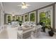 Bright sunroom with multiple windows, neutral furnishings, and views of the lush surroundings at 912 Chipley Ct, Marietta, GA 30062