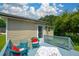 Backyard with patio seating and lush foliage at 511 Reid St, Villa Rica, GA 30180