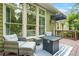 Inviting outdoor living space with comfortable seating and a fire pit on a wood deck at 11260 Havenwood Dr, Johns Creek, GA 30097