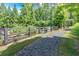 Community garden featuring a gravel path, raised beds, and wooden perimeter fence at 1099 Heyward Way, Alpharetta, GA 30009
