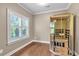 Relaxing home sauna room with hardwood floors and a traditional wood sauna at 1099 Heyward Way, Alpharetta, GA 30009