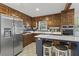 Well-appointed kitchen boasts custom cabinetry, stainless steel appliances, quartz counters, and a stylish island at 840 Hickory Sw Dr, Marietta, GA 30064