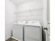 Laundry room featuring a washer, dryer, and wire shelf for storage at 3325 Castleberry Village Cir, Cumming, GA 30040