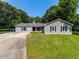 Charming single-story home with gray siding, black shutters, and a well-maintained front lawn at 30 Court S, Ellenwood, GA 30294