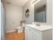 Functional bathroom with a vanity and tiled floor, designed for everyday use and convenience at 365 Winding River Dr # E, Atlanta, GA 30350