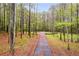 Driveway flanked by trees leading to construction site on a wooded lot at 48 Paschal St, Temple, GA 30179
