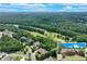 A beautiful aerial view of a home surrounded by lush green trees and a golf course at 5623 Brendlynn Dr, Suwanee, GA 30024