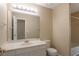 Bathroom with a large mirror, vanity, toilet, and shower/tub combination at 3984 Oak Glenn Dr, Duluth, GA 30096