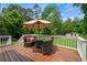 Outdoor deck area with seating, umbrella, and lush greenery creating a perfect entertaining space at 3449 Parkview Dr, Atlanta, GA 30337