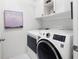 Well-equipped laundry room with modern washer, dryer, and storage cabinets at 6061 Meridian Nw Dr, Acworth, GA 30101