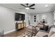 Open-concept living room showcasing hardwood floors, contemporary decor, and stylish furniture at 528 Allendale Dr, Decatur, GA 30032