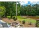 A charming backyard featuring an inviting fire pit and beautiful pond views at 871 Cowan Se Rd, Conyers, GA 30094