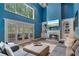 Spacious living room featuring a fireplace, high ceilings, and large windows at 340 Chandler Ct, Sugar Hill, GA 30518