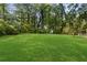 Well-manicured backyard, surrounded by tall trees, provides privacy and natural beauty at 6 Water View Dr, Stockbridge, GA 30281