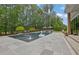 Elegant pool with stone surround, lush landscaping, and a whimsical swan floaty for summer fun at 126 Owens Mill Pl, Canton, GA 30115