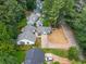 An aerial view showing a home with a long driveway and surrounding greenery and other homes at 3100 Mount Gilead Sw Rd, Atlanta, GA 30311