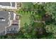 Aerial view of landscaped backyard with patio, garden and play area at 803 Courtenay Ne Dr, Atlanta, GA 30306