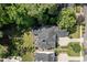 A birds-eye-view shows the large backyard with patio, firepit, and playground at 803 Courtenay Ne Dr, Atlanta, GA 30306