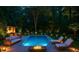 Backyard featuring a luxurious pool, outdoor kitchen and lounge area surrounded by lush landscaping at 803 Courtenay Ne Dr, Atlanta, GA 30306