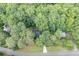 Aerial view of a residence nestled among dense trees, highlighting the property's privacy at 5930 Bridle Dr, Cumming, GA 30028