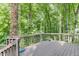 Wooden deck with railing overlooking lush green trees at 5930 Bridle Dr, Cumming, GA 30028