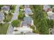 Aerial view capturing a home with great curb appeal and surrounded by mature trees and a well-maintained lawn at 1565 Briergate Dr, Duluth, GA 30097