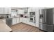 Modern kitchen with stainless steel appliances, white cabinetry, and hardwood floors at 2720 Birchwood Sw Way, Marietta, GA 30060