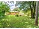 Large backyard with green grass, large trees and a basketball hoop in the background at 3467 Pinehill Dr, Decatur, GA 30032