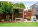 Backyard featuring a charming garden area with a wooden fence and bench at 4312 Shillham Ct, Cumming, GA 30040