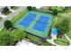 Aerial view of tennis courts, manicured landscaping, and shade structures in a well-maintained park setting at 4312 Shillham Ct, Cumming, GA 30040