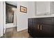 Bathroom features a shower with dark tile surround, vanity and framed print at 1558 Line St, Decatur, GA 30032