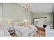 Spacious bedroom with a bed, desk area, hardwood floors and modern lighting fixture at 1558 Line St, Decatur, GA 30032