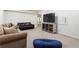 Relaxing finished basement with plush carpeting, ample seating, and a flat screen television at 3042 Argonne Dr, Atlanta, GA 30305
