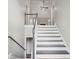 Elegant staircase with white risers and gray treads, offering a stylish transition between levels in the home at 4005 Greentree Ct, Douglasville, GA 30135