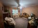 Bedroom with wallpaper, ceiling fan and window at 2323 Valleyside Dr, Decatur, GA 30032