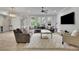 Open-concept living room with large windows, a plush sofa, and modern decor at 710 Cox Rd, Roswell, GA 30075