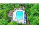 Aerial view of the community pool, lounge chairs, and natural foliage at 3650 Ashford Dunwoody Rd, Ne, #923 # 923, Atlanta, GA 30319