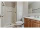 Bathroom features a vanity, toilet, and stand-up shower, all well-lit at 6114 Leverett Dr, Lithonia, GA 30038