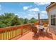 Exterior deck with wooded views, table, and chairs, ideal for outdoor living at 6370 Stillwood Ln, Cumming, GA 30041
