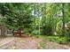Green backyard with mature trees surrounding the home's back deck at 3453 Drayton Ne Dr, Roswell, GA 30075