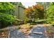 Landscaped backyard featuring trees and a gravel pathway at 3453 Drayton Ne Dr, Roswell, GA 30075