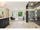 Elegant bathroom with soaking tub, walk-in shower, vanity, and chic finishes at 3453 Drayton Ne Dr, Roswell, GA 30075