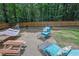 Inviting backyard patio with a hammock, lounge chairs, and a picnic table for outdoor entertaining at 4180 Gables Pl, Buford, GA 30519