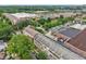 Aerial view of townhomes in a dense neighborhood with lush landscaping and a variety of nearby commercial services at 190 Marion Ne Pl, Atlanta, GA 30307